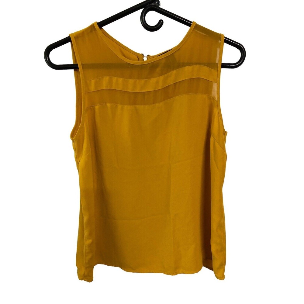 Forever 21 Tank Top Women's Size Medium Marigold Wide Sleeve Semi Sheer Detail